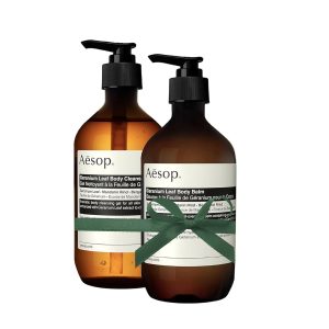 Aesop Geranium Leaf Body Cleanser & Balm Set | Green. Citrus Fresh Duo to Cleanse and Hydrate Skin | Geranium Leaf. Mandarin Rind. Bergamot Rind | 16.9 oz + 16.5 oz