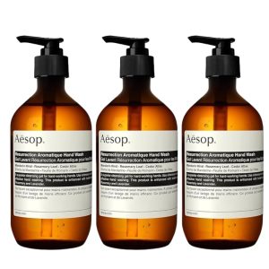 Aesop Resurrection Aromatique Hand Wash | Gentle Cleanser with Orange. Rosemary and Lavender Oils | 500mL / 16.9 oz (Pack of 3)