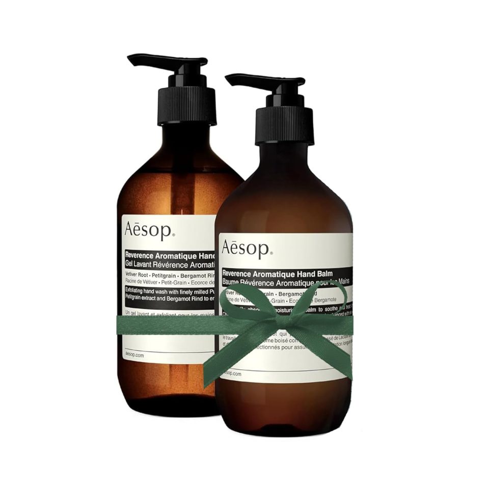Aesop Reverence Hand Wash & Balm Set | Woody. Earthy. Smoky Duo that Exfoliates & Hydrates Hands Soft. Purified Hands | 16.9 oz / 500 mL