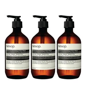 Aesop Reverence Aromatique Hand Wash | Gentle Exfoliating Hand Wash with Finely Milled Pumice | 500mL / 16.9 oz (Pack of 3)