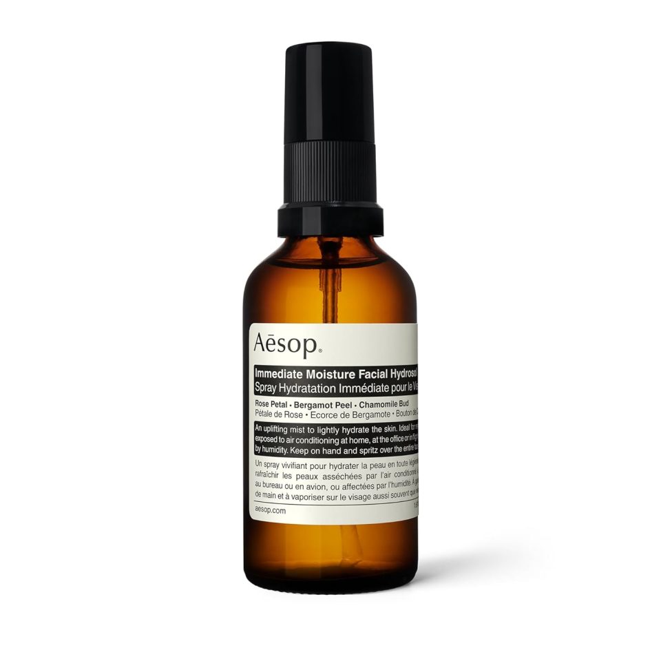 Aesop Immediate Moisture Facial Hydrosol | Hydrating Face Mist with Rose Petal & Bergamot | Hydrator for All Skin Types | Vegan. Cruelty-Free. Paraben-Free | 50 mL/1.7 oz