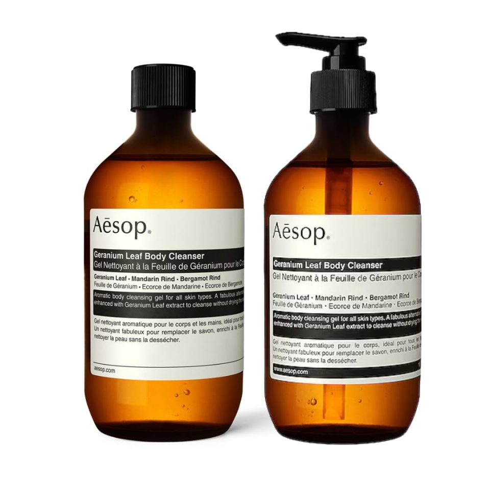 Aesop Geranium Leaf Body Cleanser + Refill | Invigorating Cleansing Gel | Alternative to Conventional Soap | 16.9 oz. Pack of 2