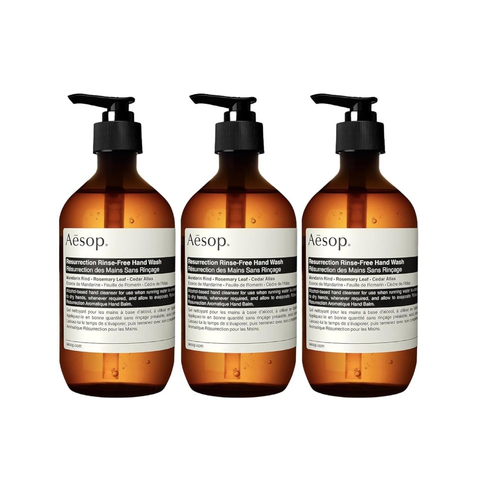 Aesop Resurrection Rinse-Free Hand Wash | Cleanse and Hydrate Without Water | Alcohol Based Formulation | 16.9 oz (Pack of 3)