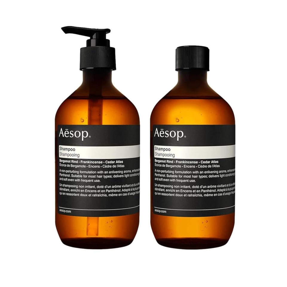 Aesop Shampoo + Refill | Soften Hair. Restore Shine | Bergamot Rind. Frankincense. Cedar Atlas | 16.9 oz / 500 mL (Pack of 2)