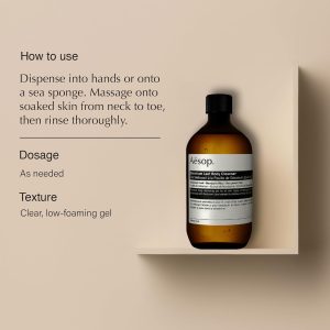 Aesop Geranium Leaf Body Cleanser Refill | Invigorating Gentle Cleansing Gel | Green. Citrus. Fresh | 16.9 fl oz