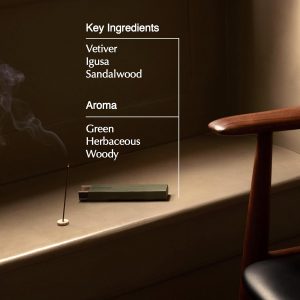 Aesop Kagerou Aromatique Incense | Earthy & Smoky Vetiver Scent | Includes Kanuma Pumice Holder | 30-Minute Burn Time | Green. Herbaceous. Woody Aroma | 33 Sticks