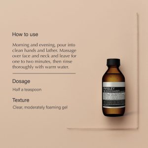 Aesop Parsley Seed Travel Face Cleanser | Mild Exfoliation to Clarify. Smooth. Cleanse Skin | 3.4oz / 100mL
