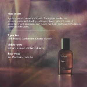 Aesop Gloam Eau de Parfum | Floral. Jasmine. Spicy. and Green Scent | Floral and Earthy Aroma | Unisex | 1.6 oz